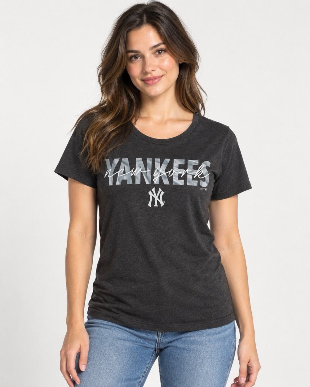 New York Yankees Women’s T-Shirt Small Black Gray MLB Genuine Merchandise NWT